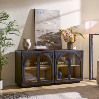 Alvar Arched 61″ Oak Media Console(Set of 2)