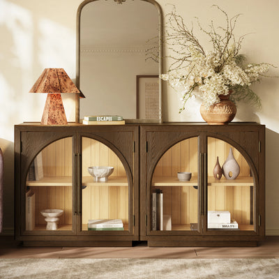 Alvar Arched 61″ Oak Media Console(Set of 2)