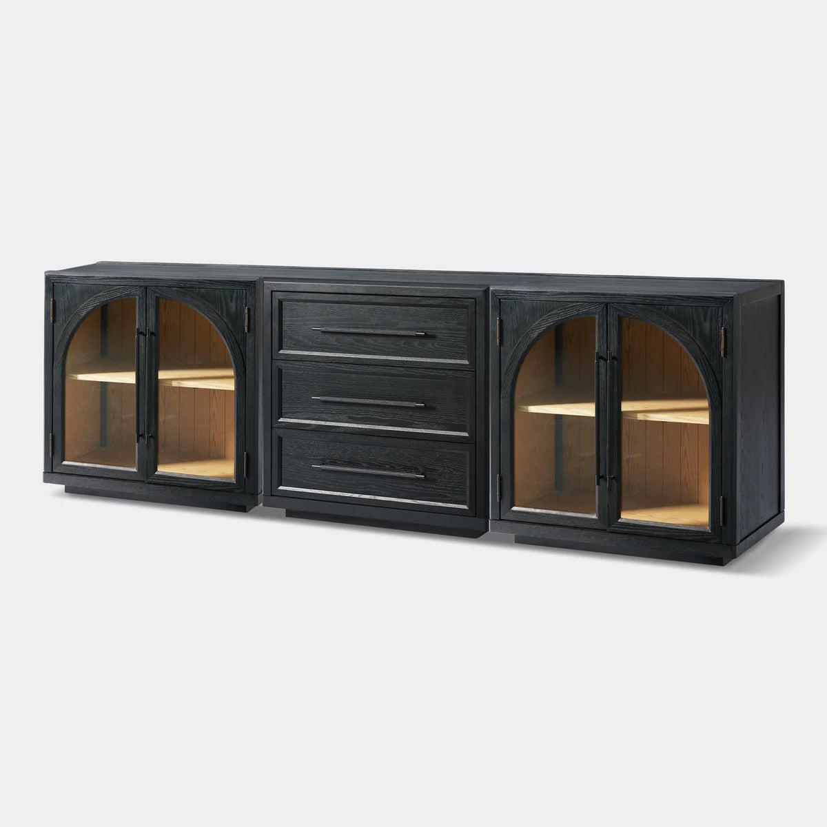 Alvar Arched 94.5″ Oak Modular Media Console(Set of 3)