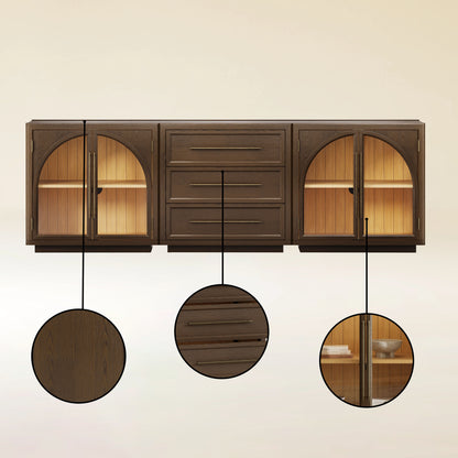 Alvar Arched 94.5″ Oak Modular Media Console(Set of 3)