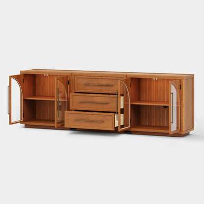 Alvar Arched 94.5″ Oak Modular Media Console(Set of 3)