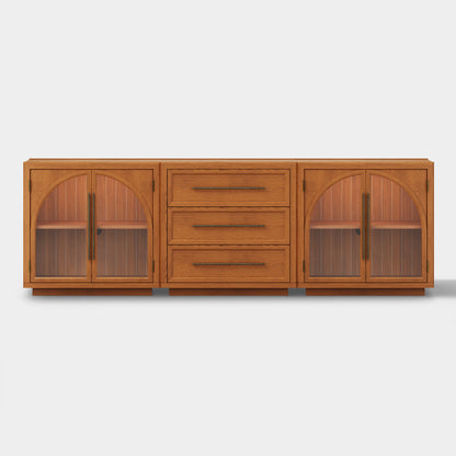 Alvar Arched 94.5″ Oak Modular Media Console(Set of 3)