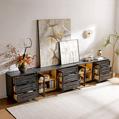 Alvar Arched 152" Oak Modular Media Console(Set of 5)