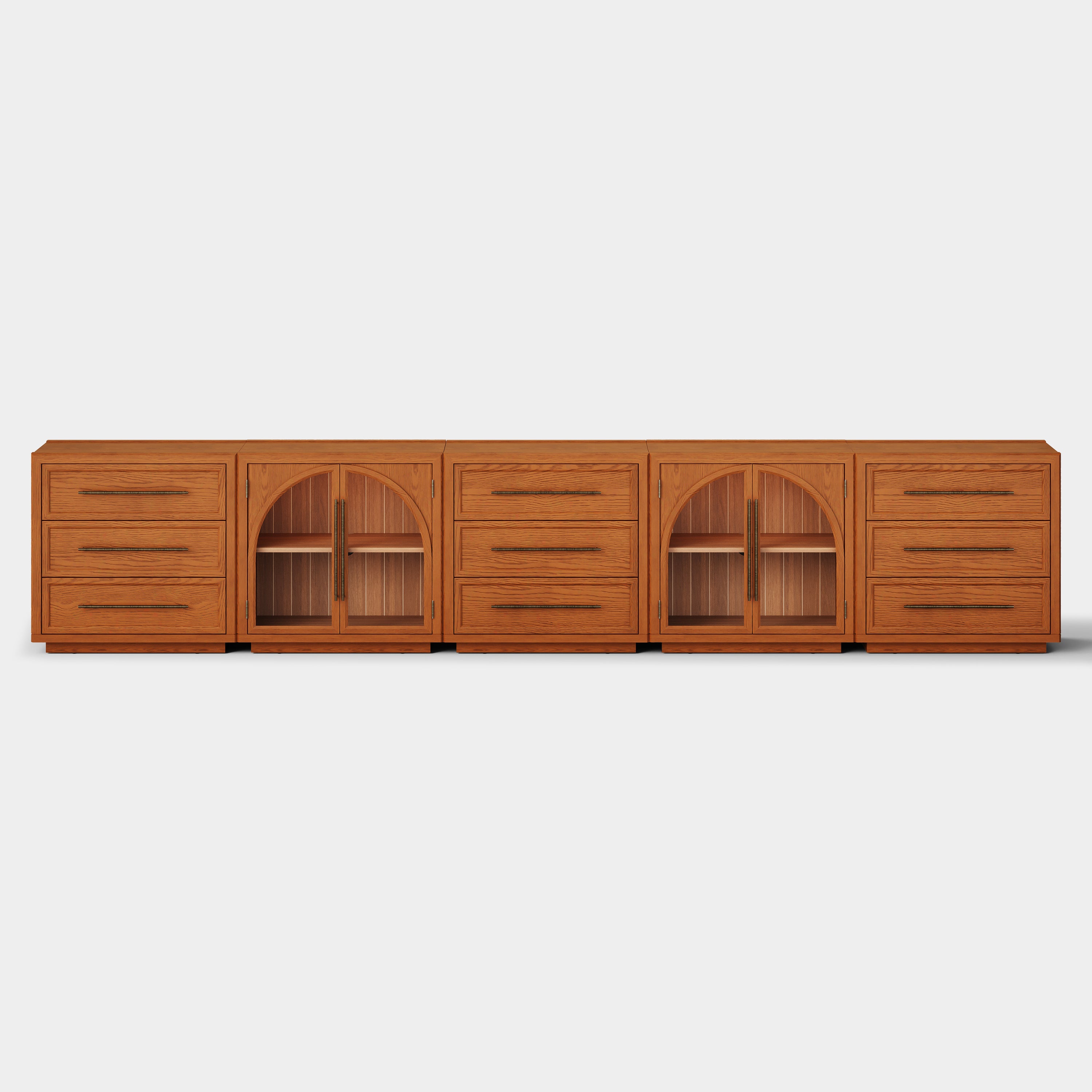 Alvar Arched 157.5″ Oak Modular Media Console(Set of 5)