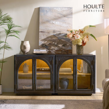 Alvar Arched 63″ Oak Media Console(Set of 2)