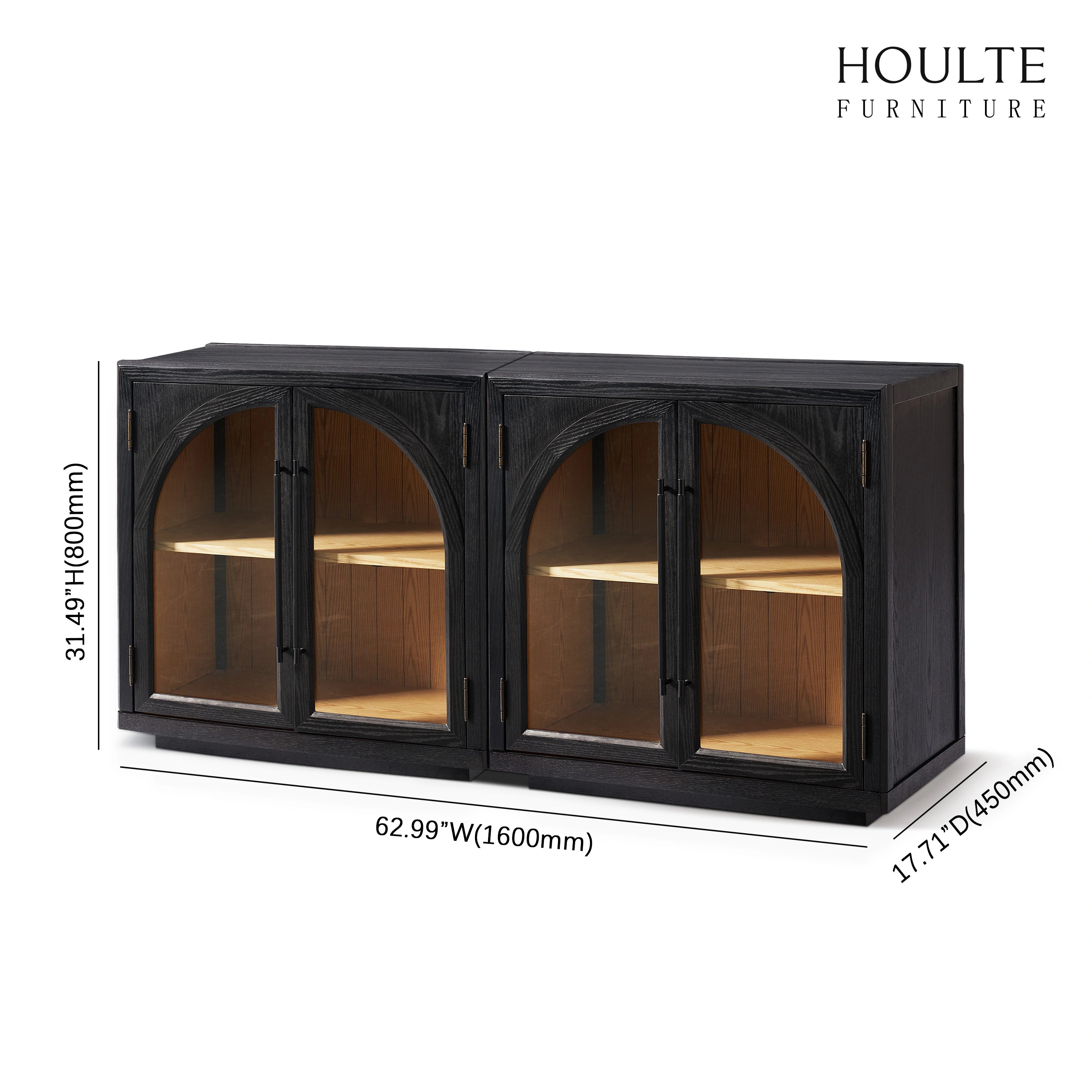 Alvar Arched 63″ Oak Media Console(Set of 2)