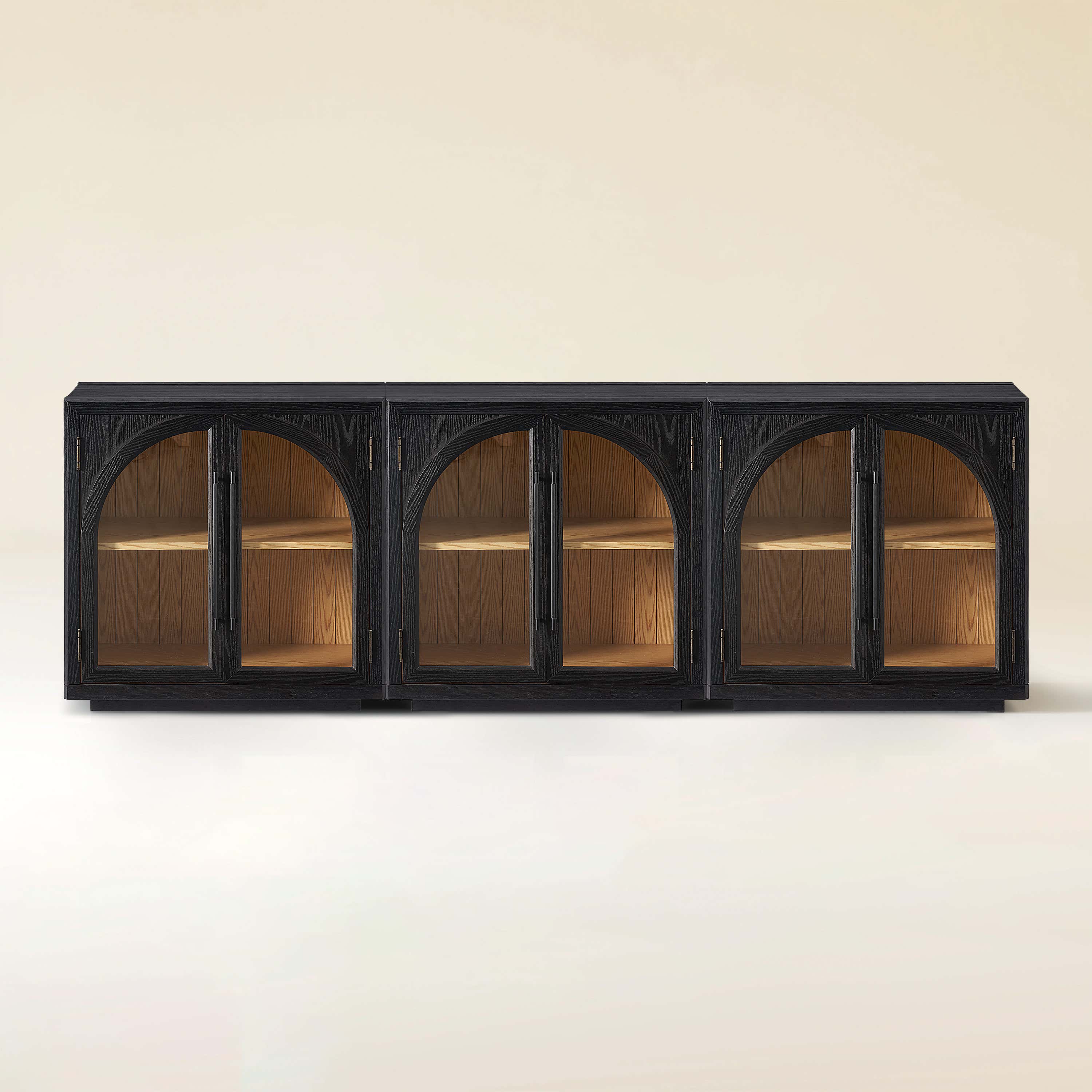 Alvar Arched 95″ Oak Media Console(Set of 3)