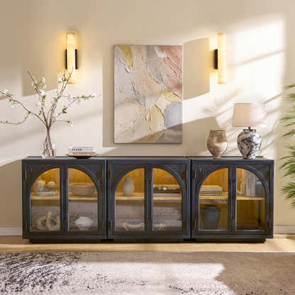 Alvar Arched 95″ Oak Media Console(Set of 3)