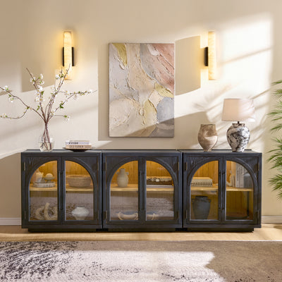 Alvar Arched 91″ Oak Media Console(Set of 3)