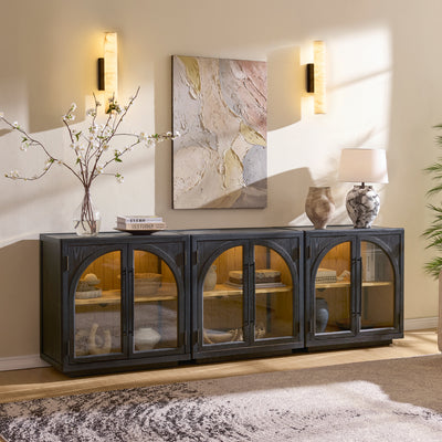 Alvar Arched 91″ Oak Media Console(Set of 3)