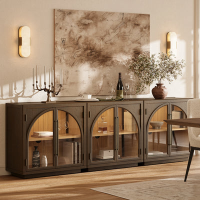 Alvar Arched 91″ Oak Media Console(Set of 3)