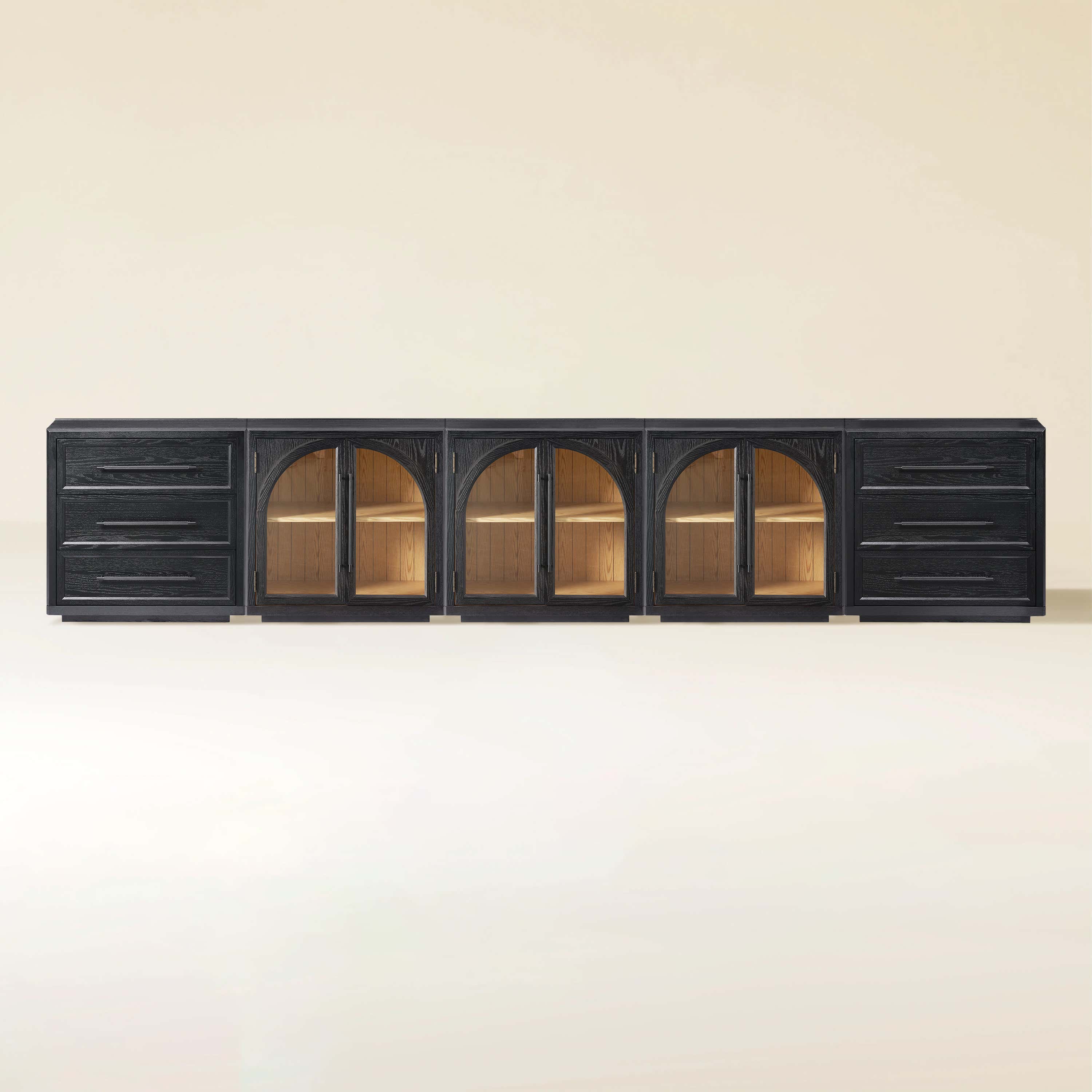 Alvar Arched 157.5″ Oak Modular Media Console(Set of 5)