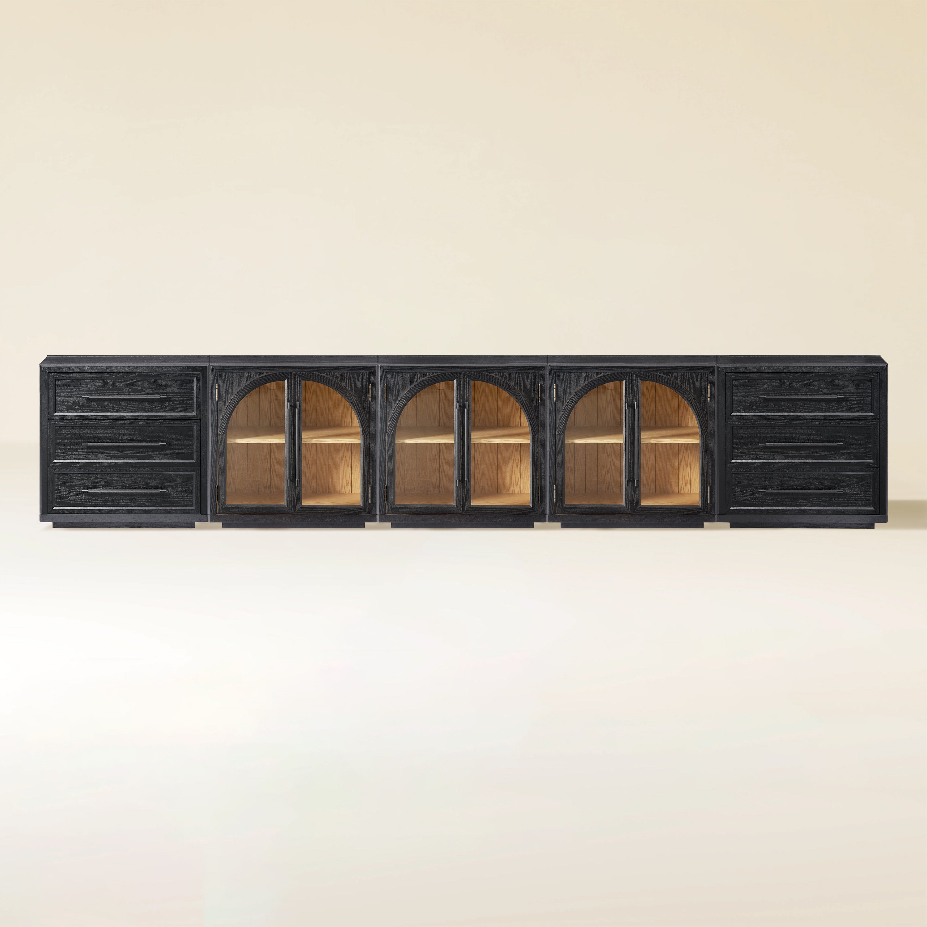 Alvar Arched 157.5″ Oak Modular Media Console(Set of 5)