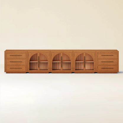 Alvar Arched 157.5″ Oak Modular Media Console(Set of 5)