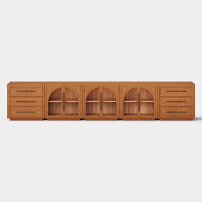 Alvar Arched 157.5″ Oak Modular Media Console(Set of 5)