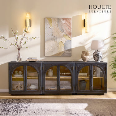 Alvar Arched 94.5″ Oak Media Console(Set of 3)
