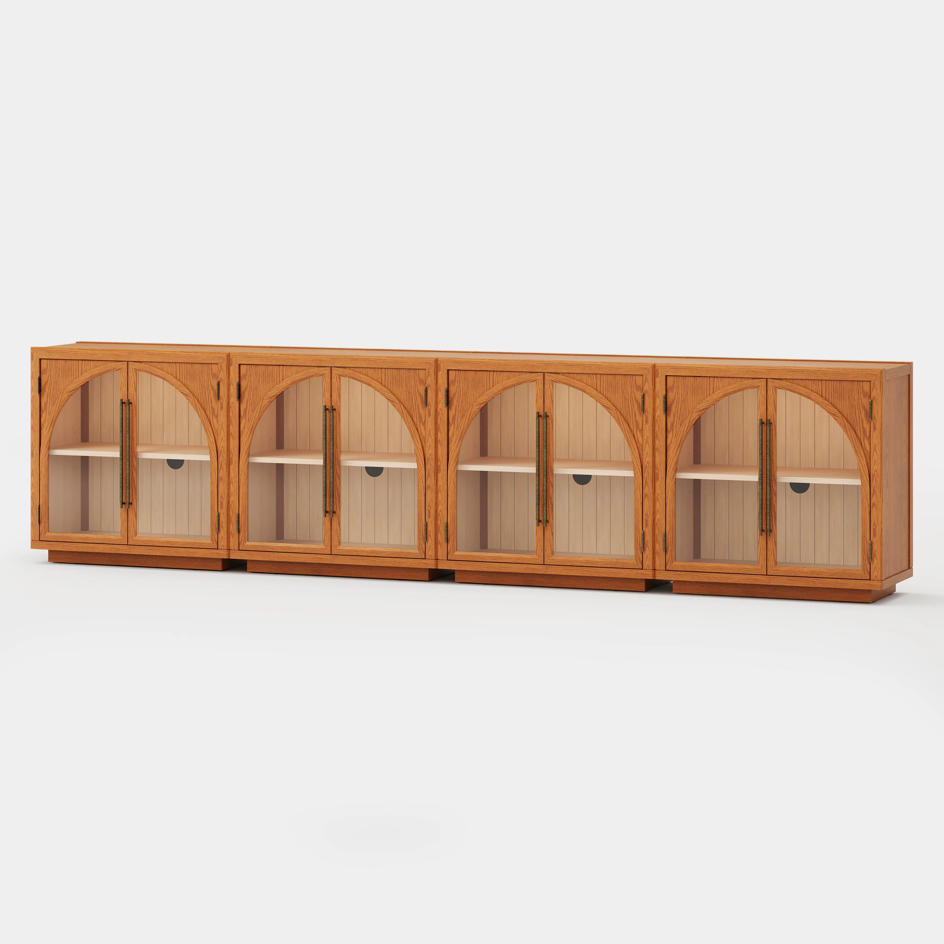 Alvar Arched 126″ Oak Media Console(Set of 4)