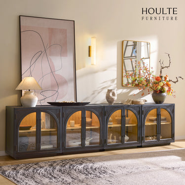 Alvar Arched 126″ Oak Media Console(Set of 4)
