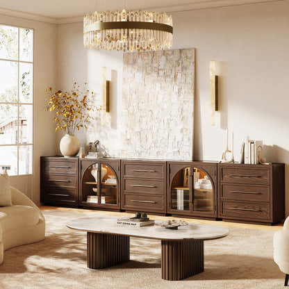 Alvar Arched 157.5″ Oak Modular Media Console(Set of 5)