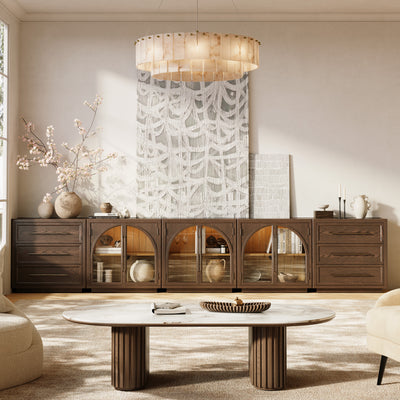 Alvar Arched 152" Oak Modular Media Console(Set of 5)