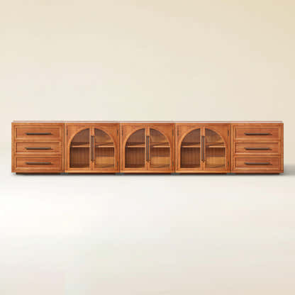 Alvar Arched 157.5″ Oak Modular Media Console(Set of 5)