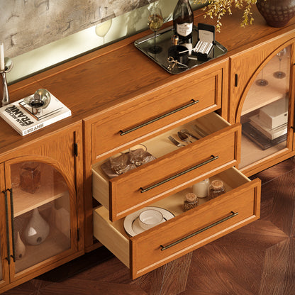 Alvar Arched 94.5″ Oak Modular Media Console(Set of 3)