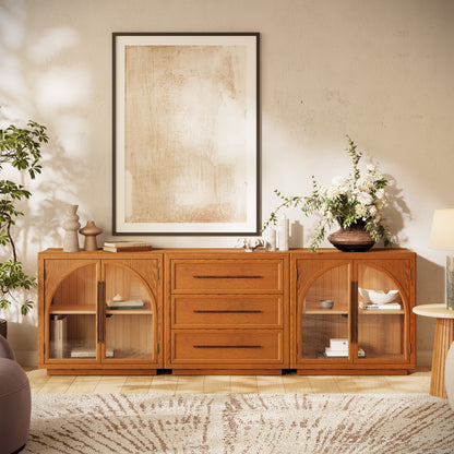 Alvar Arched 94.5″ Oak Modular Media Console(Set of 3)