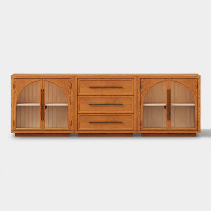Alvar Arched 94.5″ Oak Modular Media Console(Set of 3)