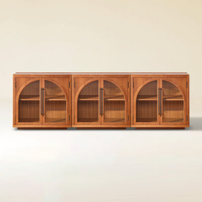 Alvar Arched 91″ Oak Media Console(Set of 3)