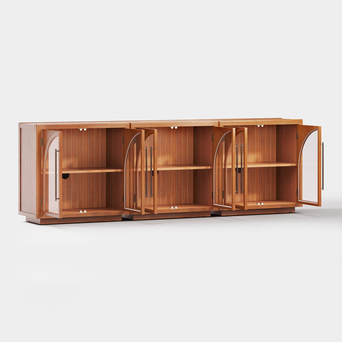 Alvar Arched 91″ Oak Media Console(Set of 3)