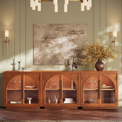 Alvar Arched 95″ Oak Media Console(Set of 3)