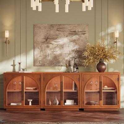 Alvar Arched 91″ Oak Media Console(Set of 3)