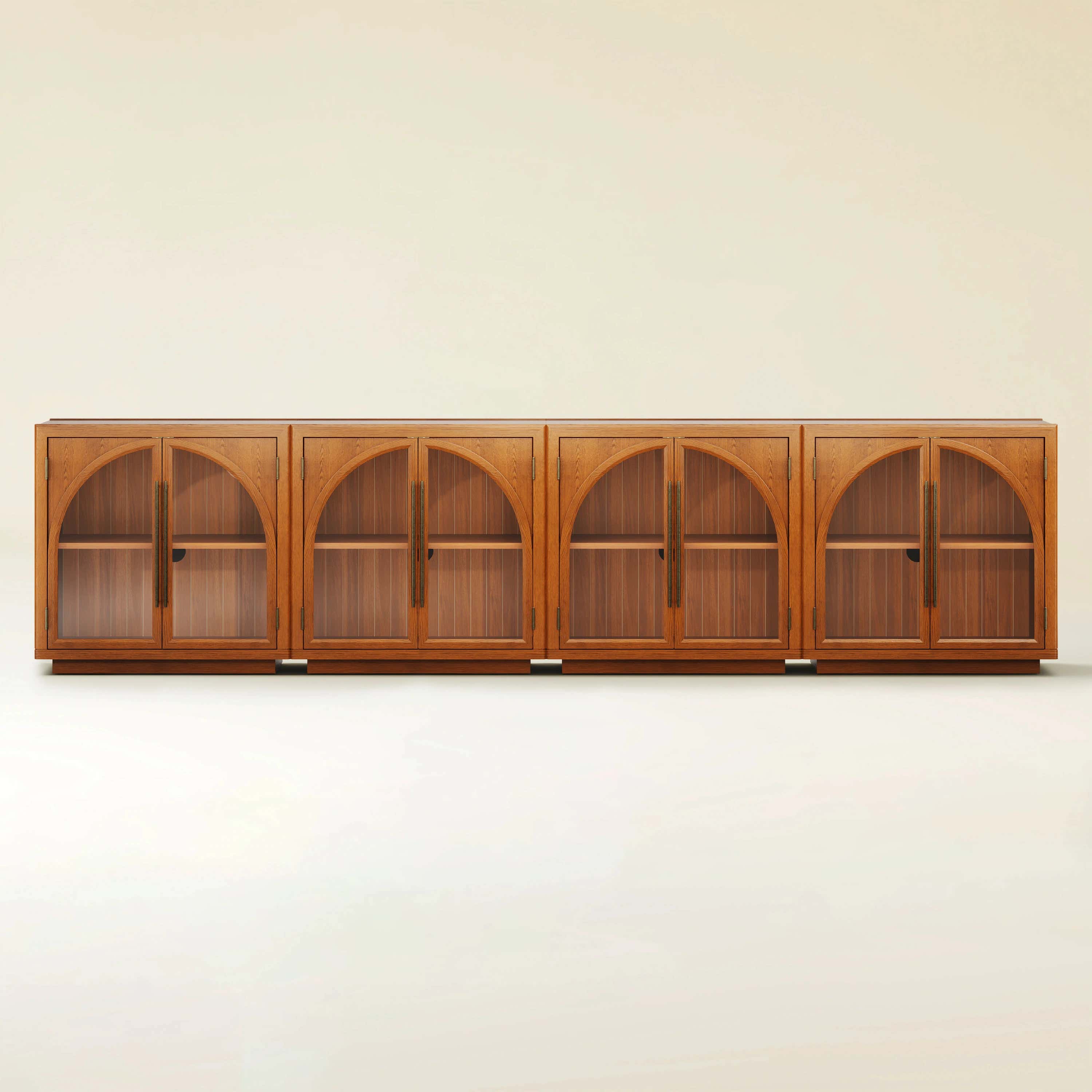 Alvar Arched 126″ Oak Media Console(Set of 4)