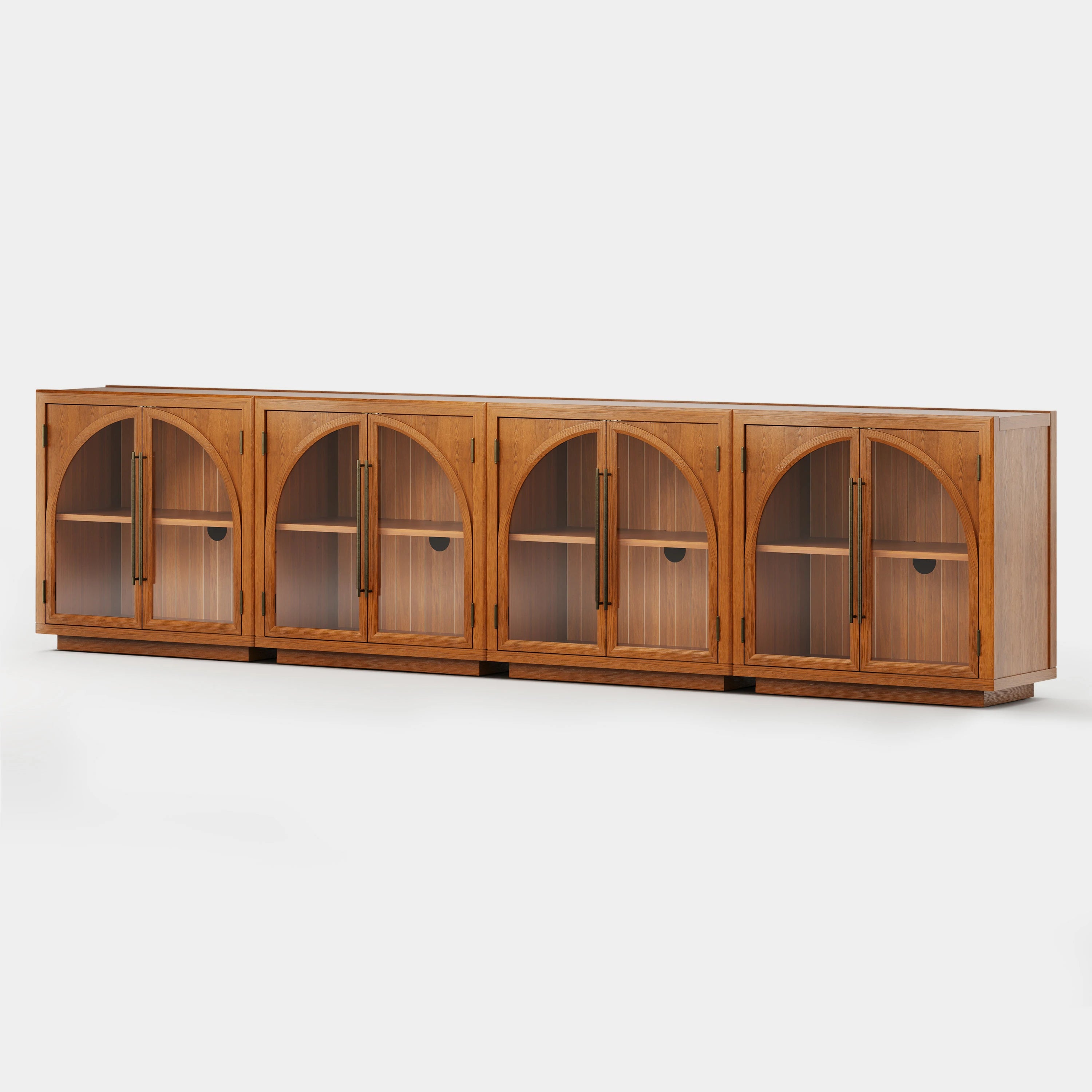 Alvar Arched 126″ Oak Media Console(Set of 4)
