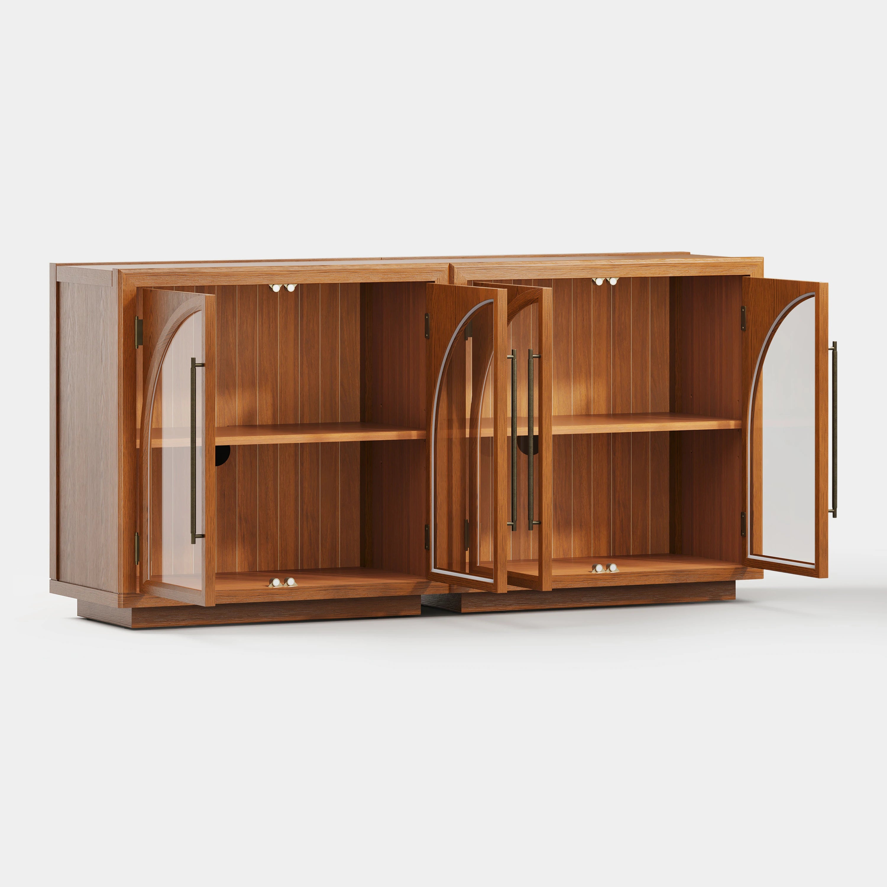 Alvar Arched 63″ Oak Media Console(Set of 2)