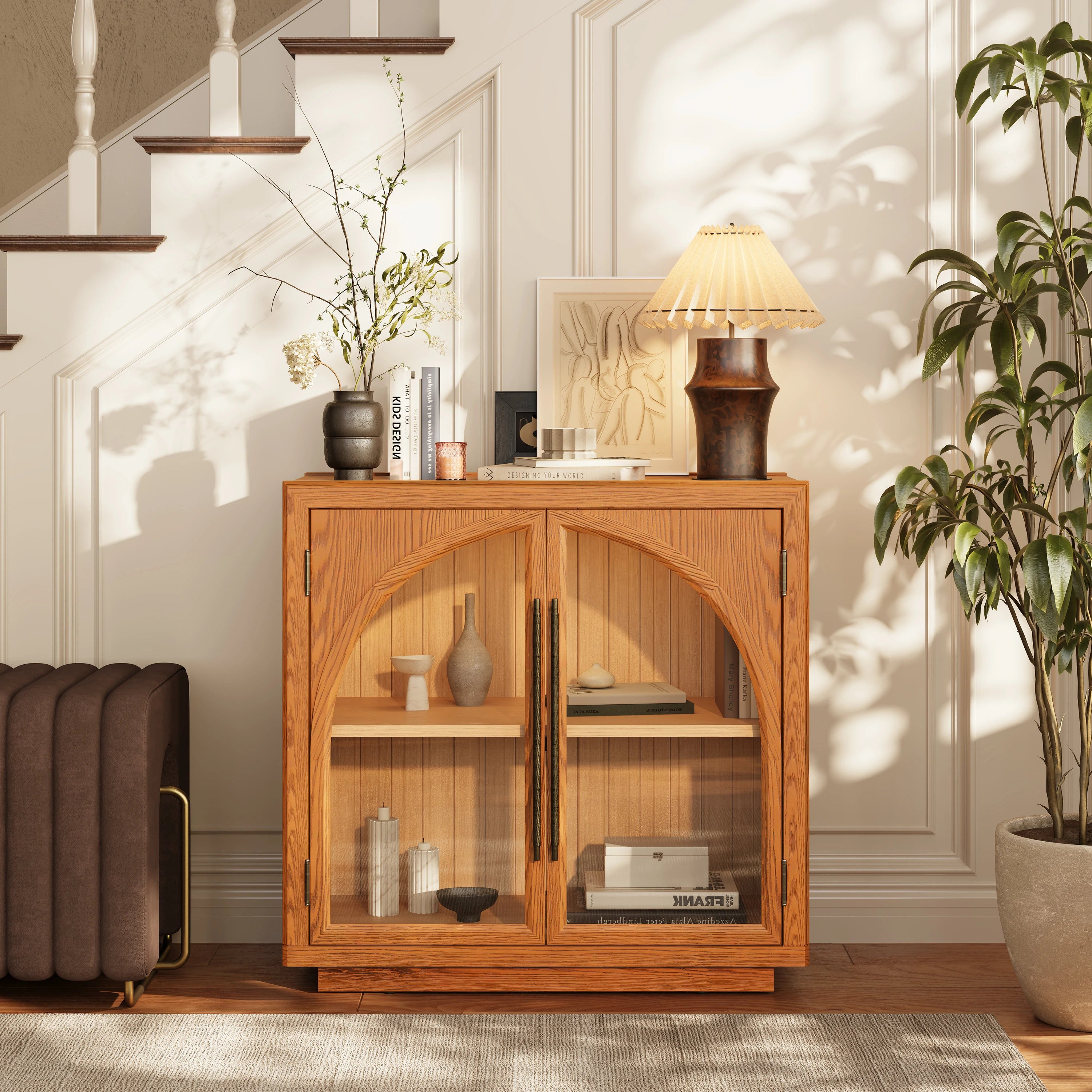 Alvar Arched 32″  Oak Storage Cabinet