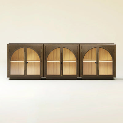 Alvar Arched 91″ Oak Media Console(Set of 3)