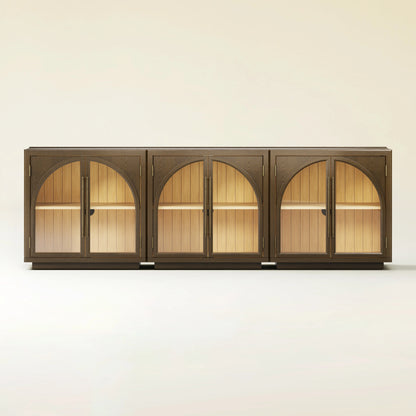 Alvar Arched 95″ Oak Media Console(Set of 3)
