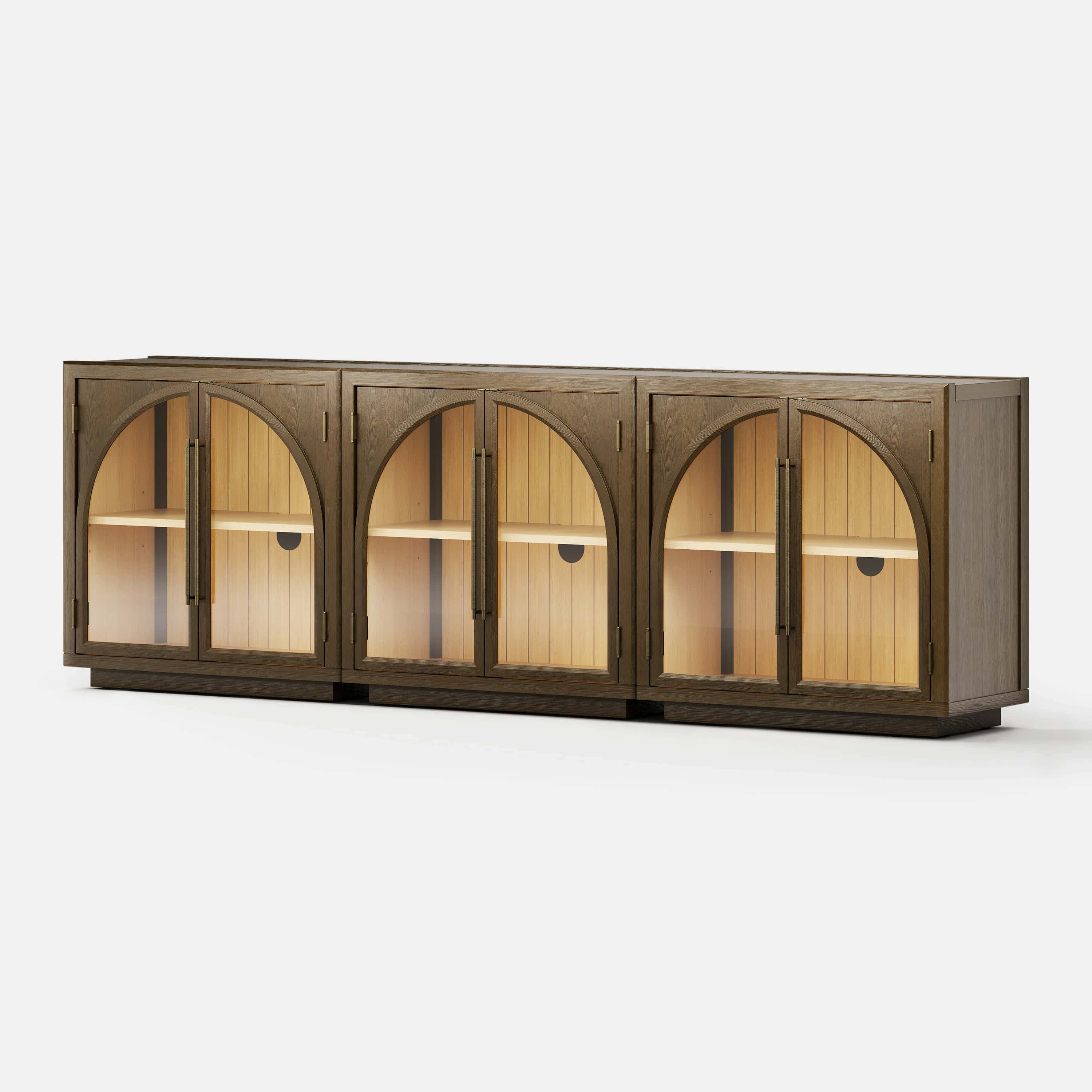 Alvar Arched 95″ Oak Media Console(Set of 3)