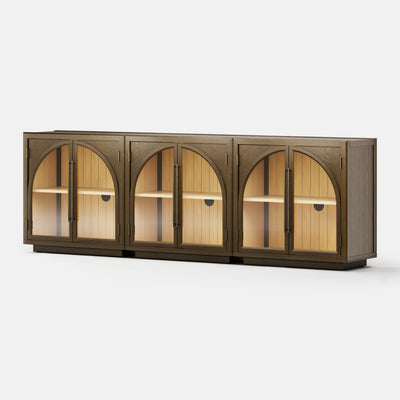 Alvar Arched 91″ Oak Media Console(Set of 3)