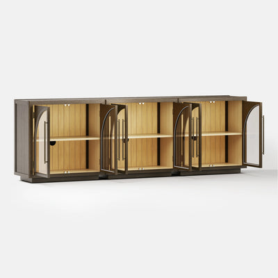 Alvar Arched 91″ Oak Media Console(Set of 3)