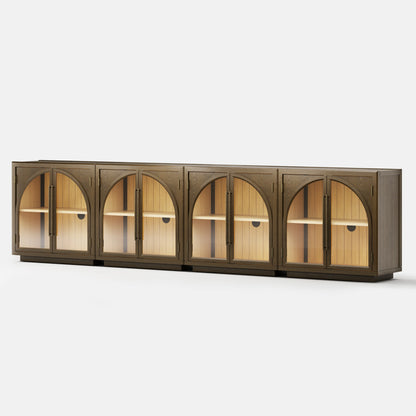 Alvar Arched 126″ Oak Media Console(Set of 4)