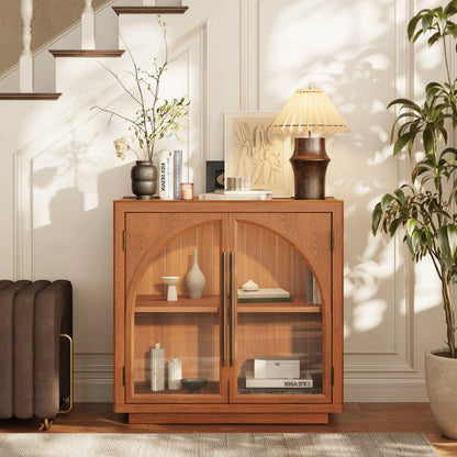 Alvar Arched 95″ Oak Media Console(Set of 3)