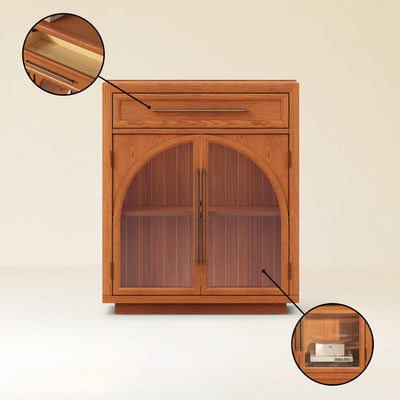 Alvar Arched 61" Oak Sideboard with Drawers(Set of 2)