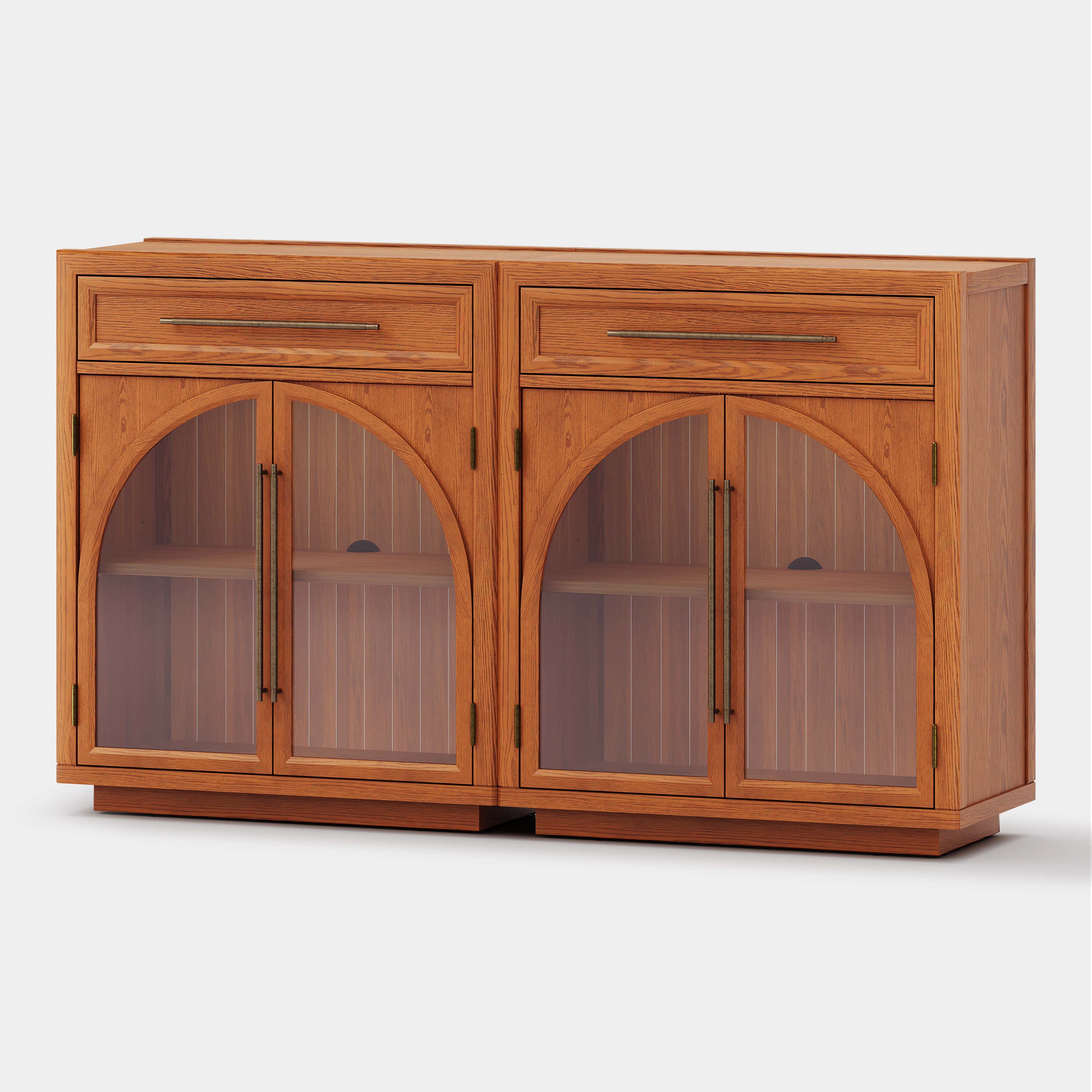 Alvar Arched 62.9" Oak Sideboard with Drawers(Set of 2)