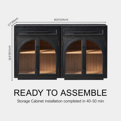 Alvar Arched 61" Oak Sideboard with Drawers(Set of 2)