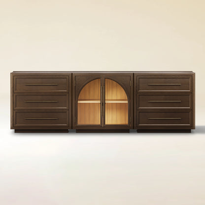 Alvar Arched 94.5″ Oak Modular Media Console(Set of 3)