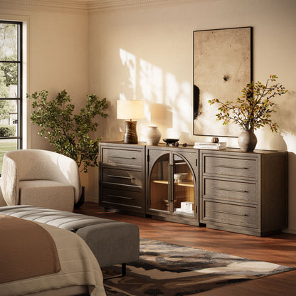 Alvar Arched 94.5″ Oak Modular Media Console(Set of 3)