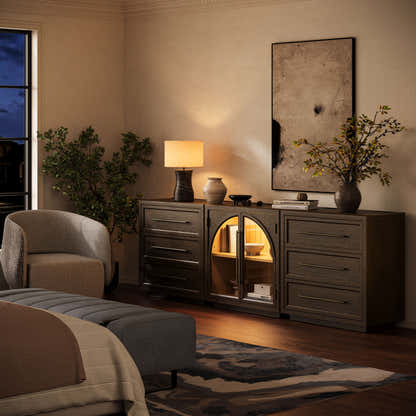 Alvar Arched 94.5″ Oak Modular Media Console(Set of 3)