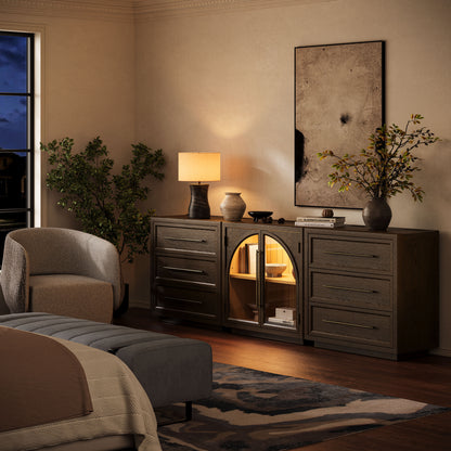 Alvar Arched 94.5″ Oak Modular Media Console(Set of 3)